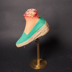 1960s Green Canvas Wedge Heels